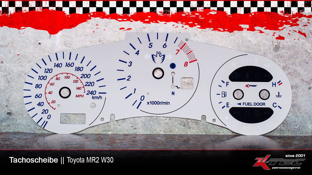 Toyota mr2 w30 tachoscheibe silber   -  (Toyota)